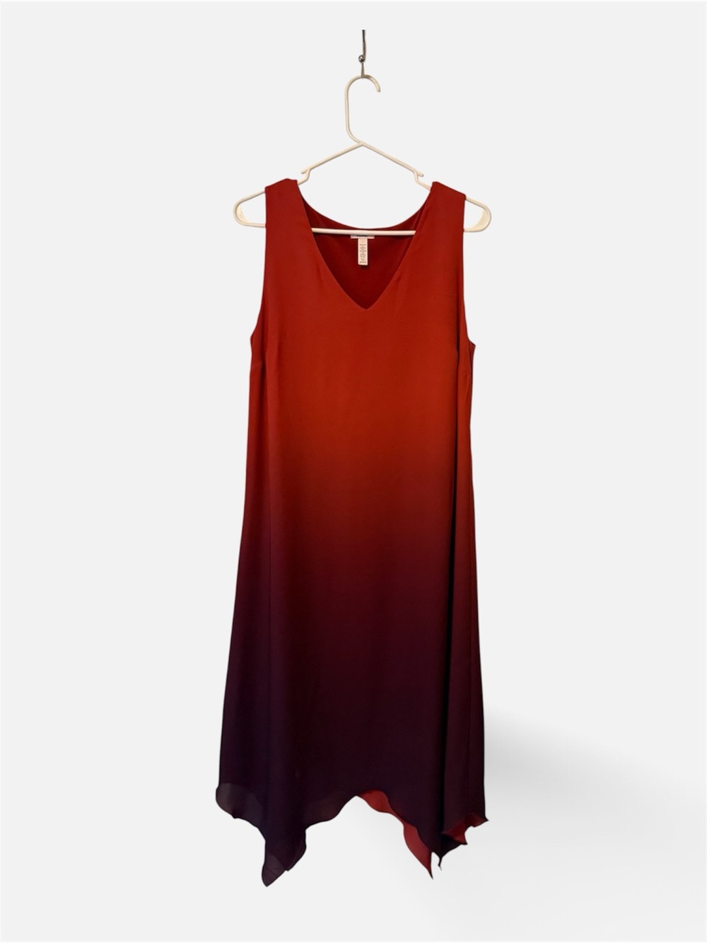 Sleeveless V-Neck Ombre Orange to Dark Dress